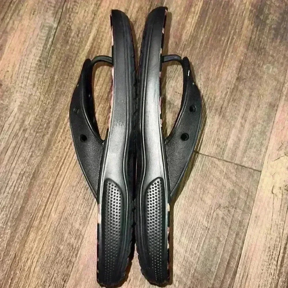 Crocs Classic Animal Remix Fit Flop Sandals Black Leopard Unisex Adult W9/M7 EUC - Picture 5 of 5